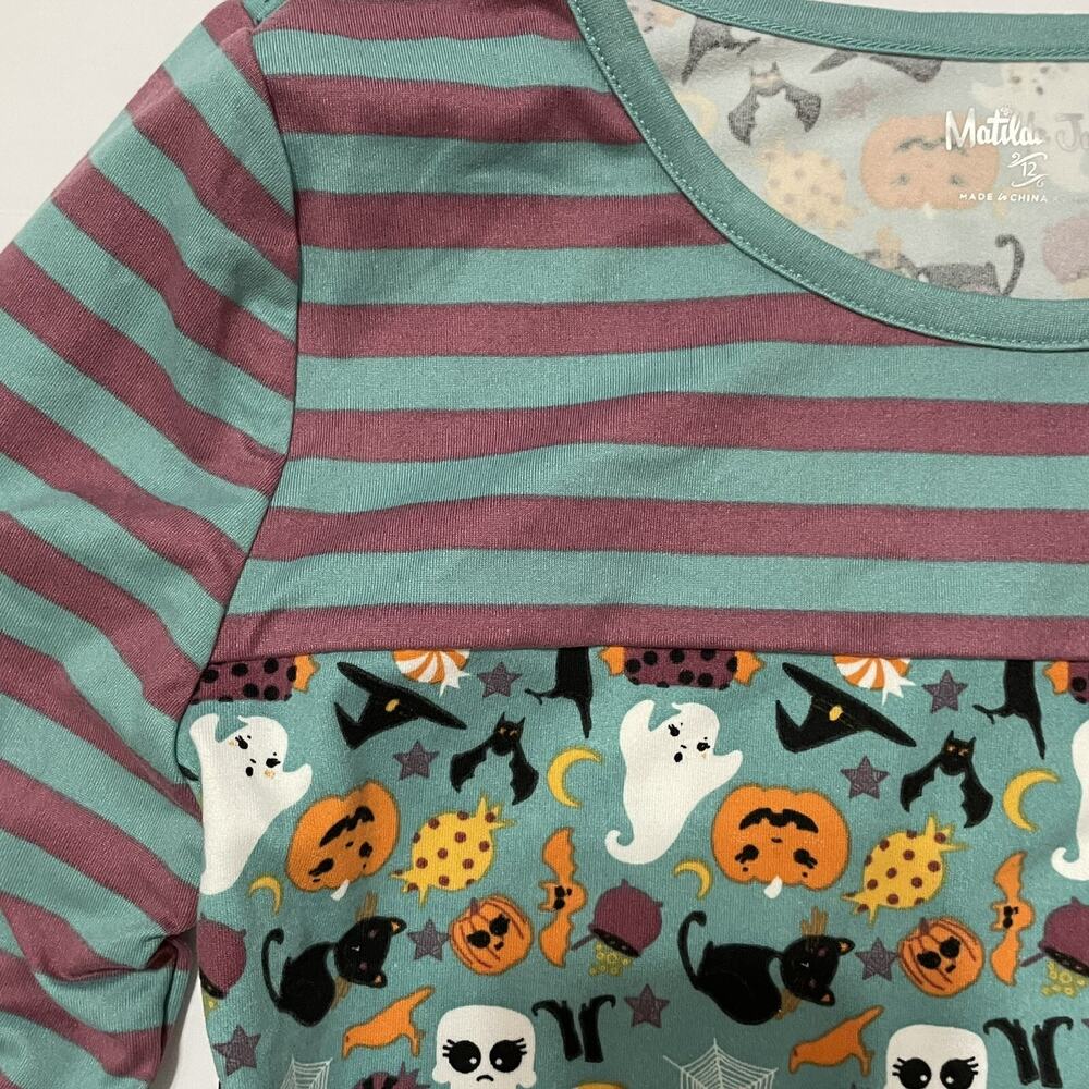 Matilda Jane Pajama Set HALLOWEEN FRIGHT NIGHT Girls Size 12 Purple Green NEW - Picture 6 of 12